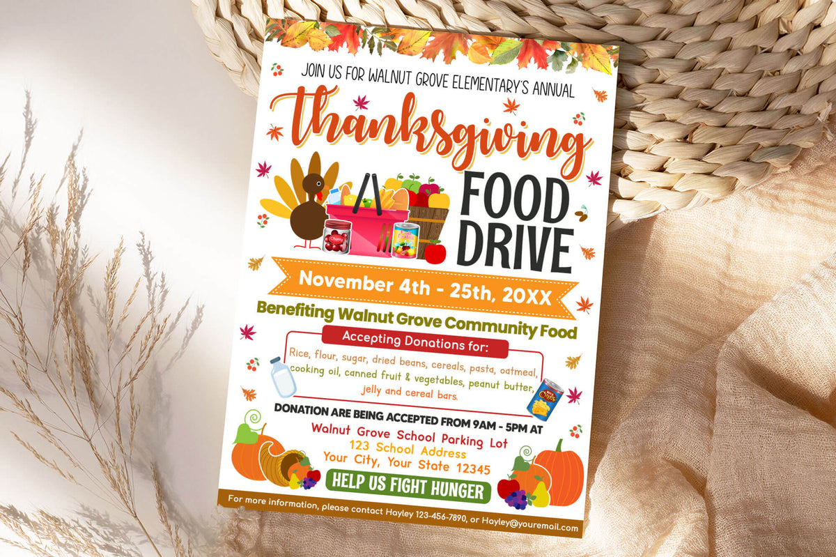 Food Collection Flyer School Canned Food Drive Flyer