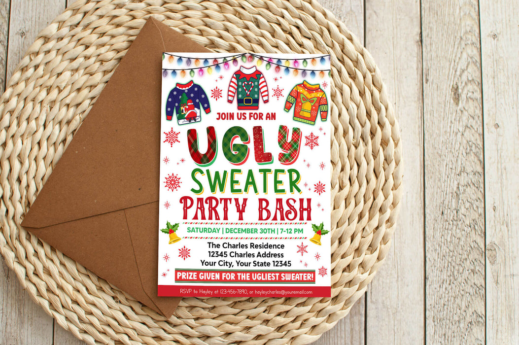 Ugly Sweater Party Flyer Template Holiday Ugly Sweater Contest