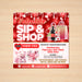 DIY Valentine's Day Sip and Shop Flyer | Pop Up Event Boutique Shop Invite Template