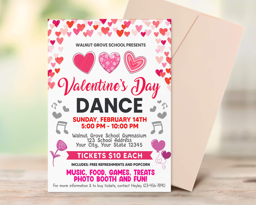 Valentine's Day Dance Flyer Template | Sweetheart School Dance Invite