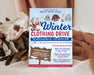 Customizable Winter Clothing Drive Flyer Template | School and Community Holiday Fundraiser Poster Invite