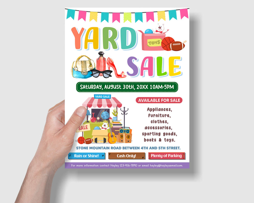 DIY Yard Sale Flyer Template | Neighborhood or Garage Sale Event Flyer