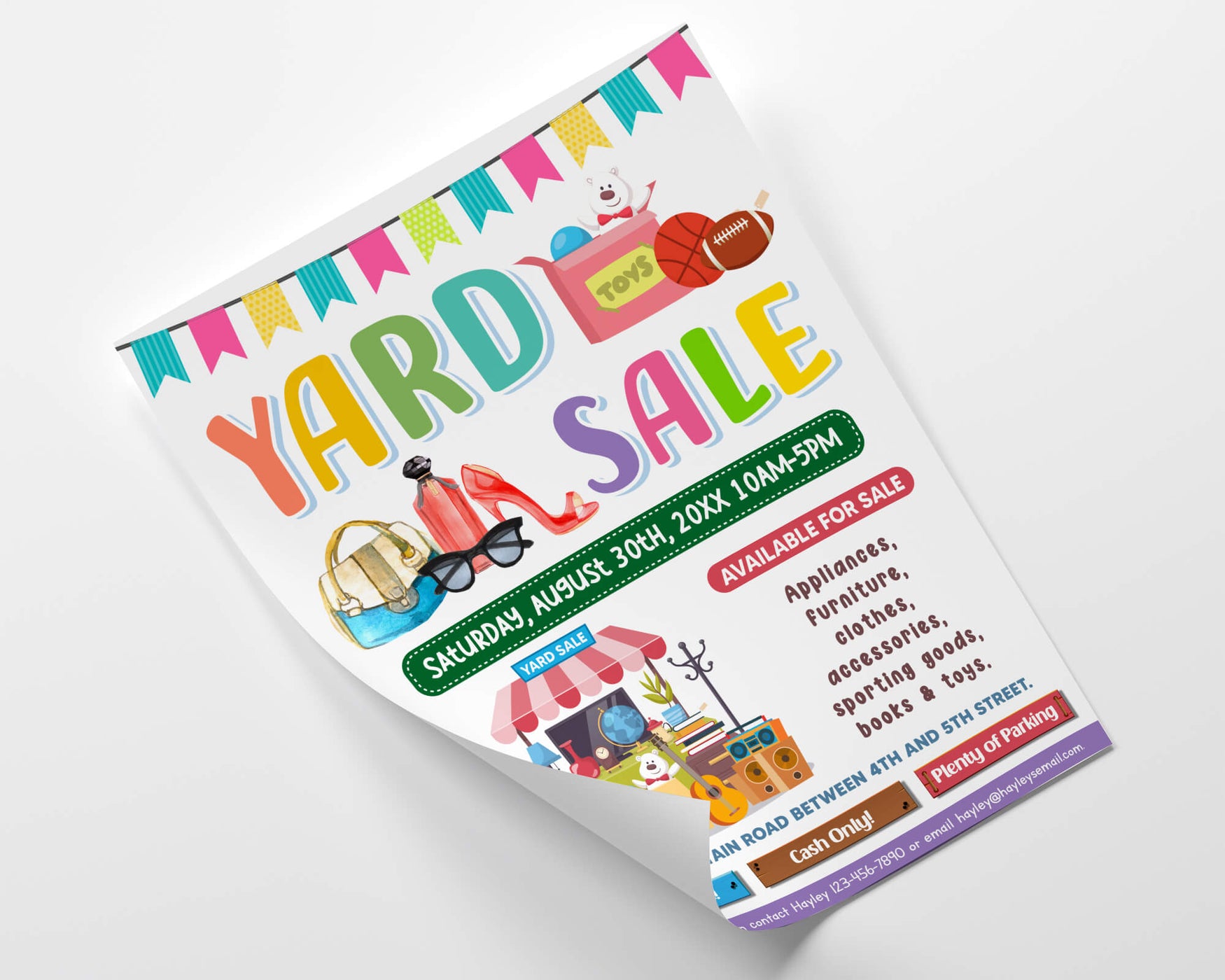 DIY Yard Sale Flyer Template | Neighborhood or Garage Sale Event Flyer ...