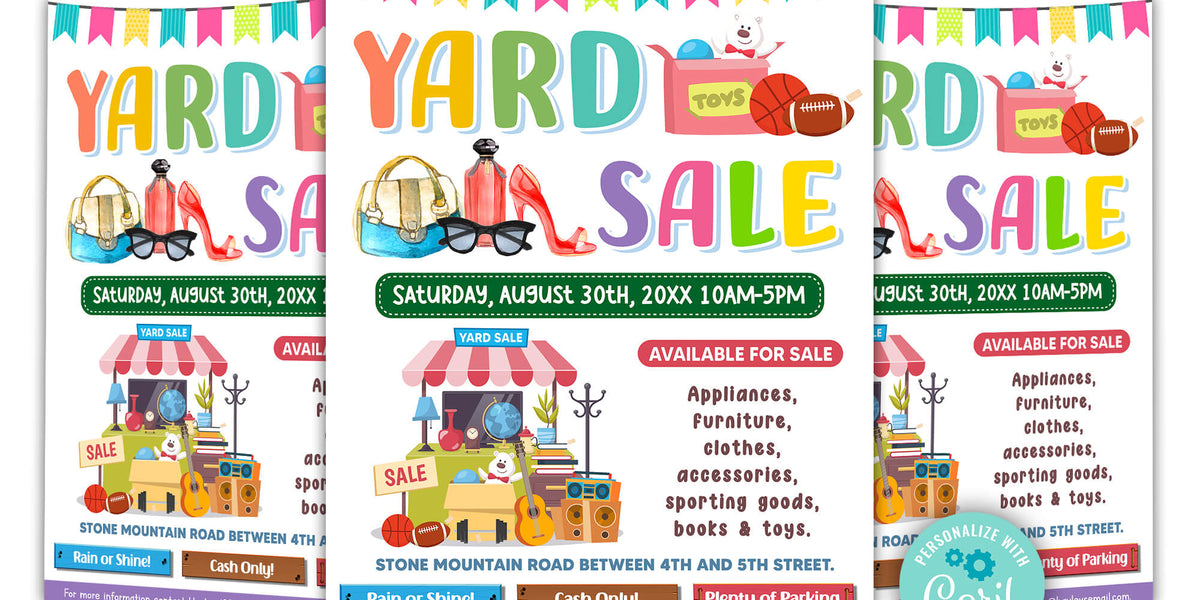 DIY Yard Sale Flyer Template | Neighborhood or Garage Sale Event Flyer - Posh Park diy-yard-sale-flyer-template-neighborhood-or-garage-sale-event-flyer-posh-park
