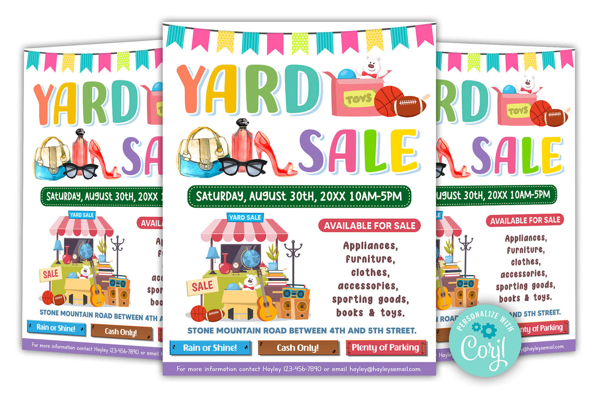 DIY Yard Sale Flyer Template Neighborhood or Garage Sale Event Flyer