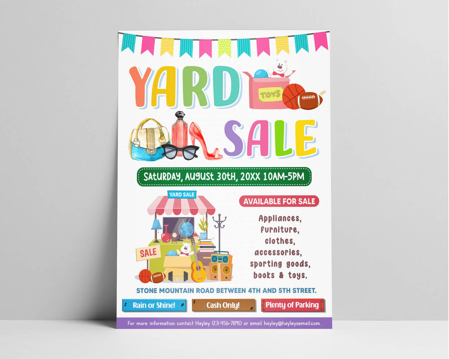 DIY Yard Sale Flyer Template | Neighborhood or Garage Sale Event Flyer ...