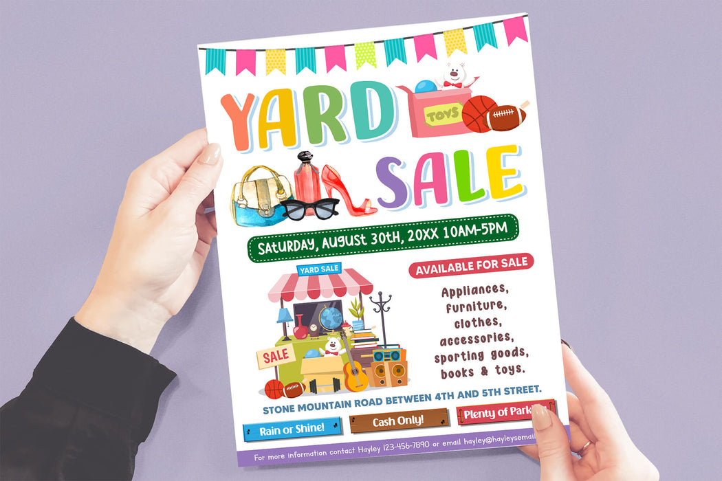 DIY Yard Sale Flyer Template | Neighborhood or Garage Sale Event Flyer ...