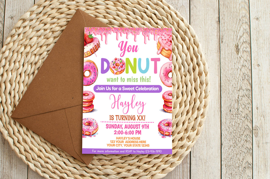 customizable-donut-girl-party-invitation-template-girl-donut-flyer-invite-posh-park for Free Printable Donut Party Invitation Template Free Customizable Donut Girl Party Invitation Template | Girl Donut Flyer Invite - Posh Park for Free Printable Donut Party Invitation Template Free