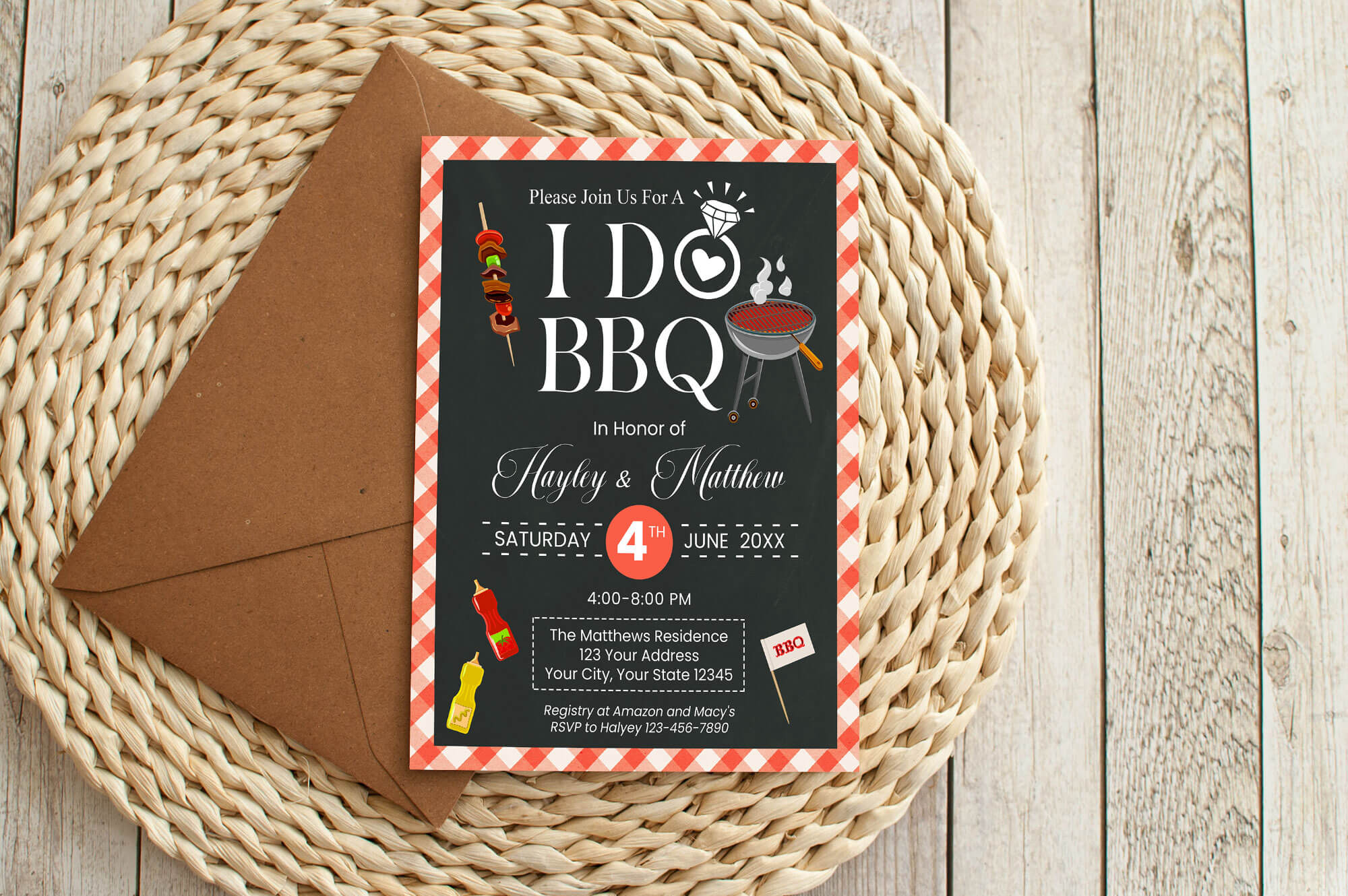 DIY I Do BBQ Invite | Engagement Barbecue Party Invitation Flyer ...
