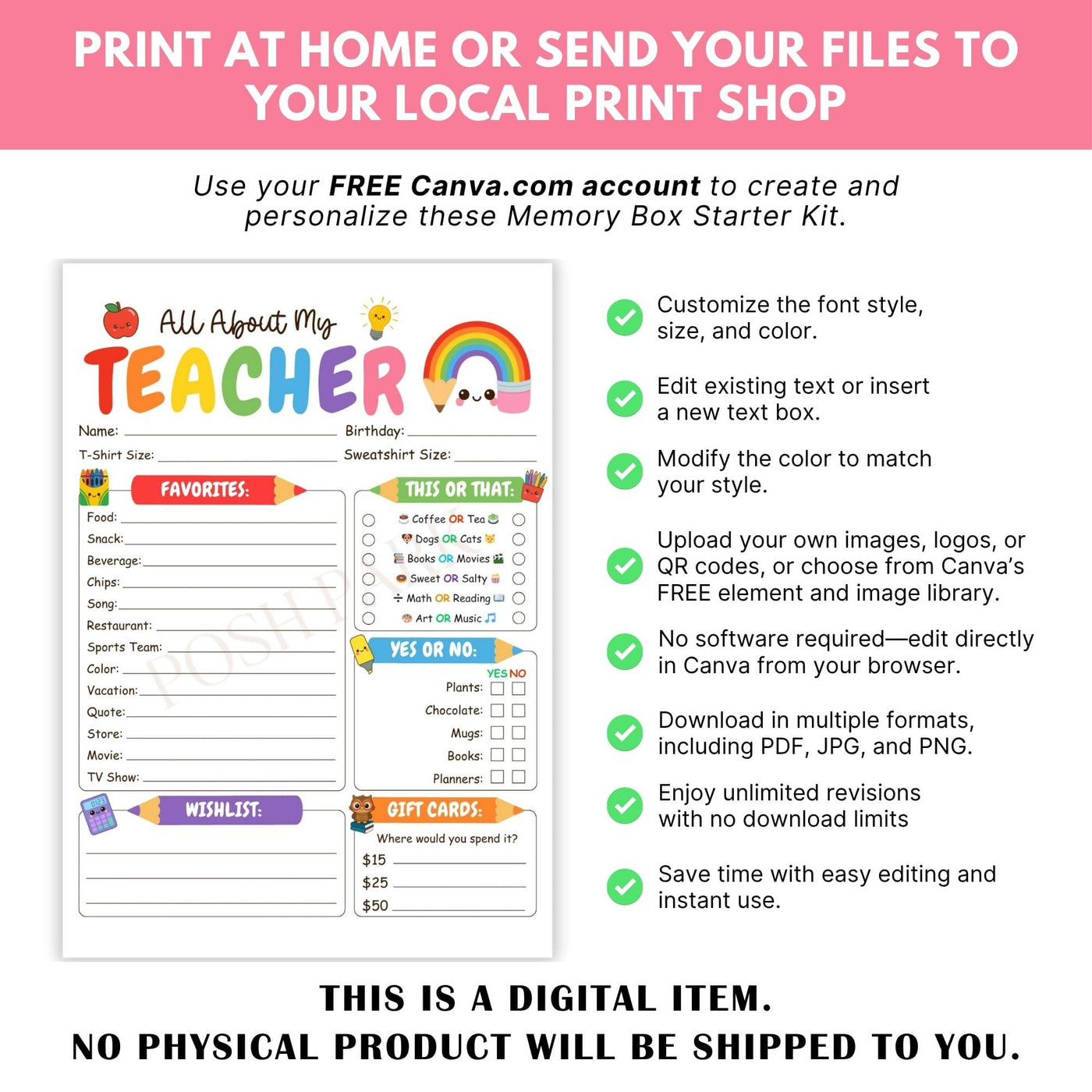 Customizable All About My Teacher Template | Getting to Know My Teacher ...
