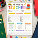 DIY All About My Teacher Favorite Things Questionnaire | Back To School Getting to Know My Teacher Template