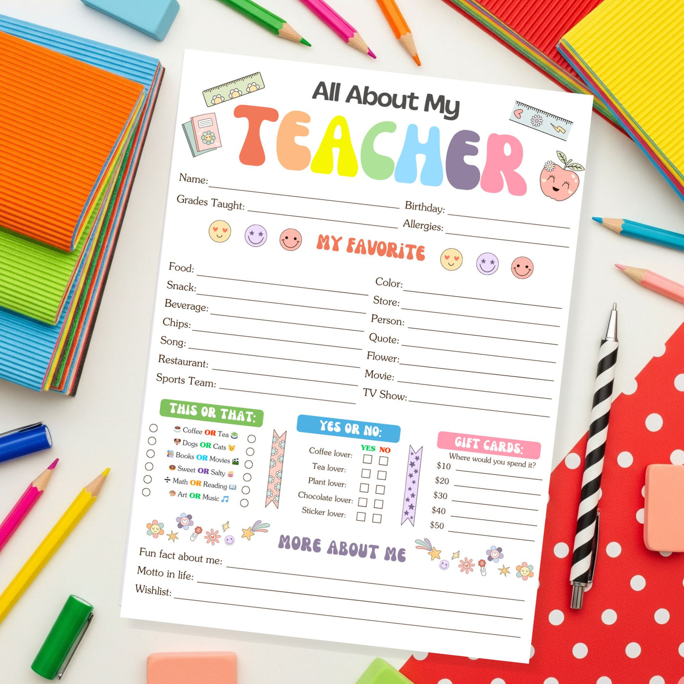 Customizable Getting to Know the Teacher Questionnaire All About My Customizable Getting to Know the Teacher Questionnaire All About My