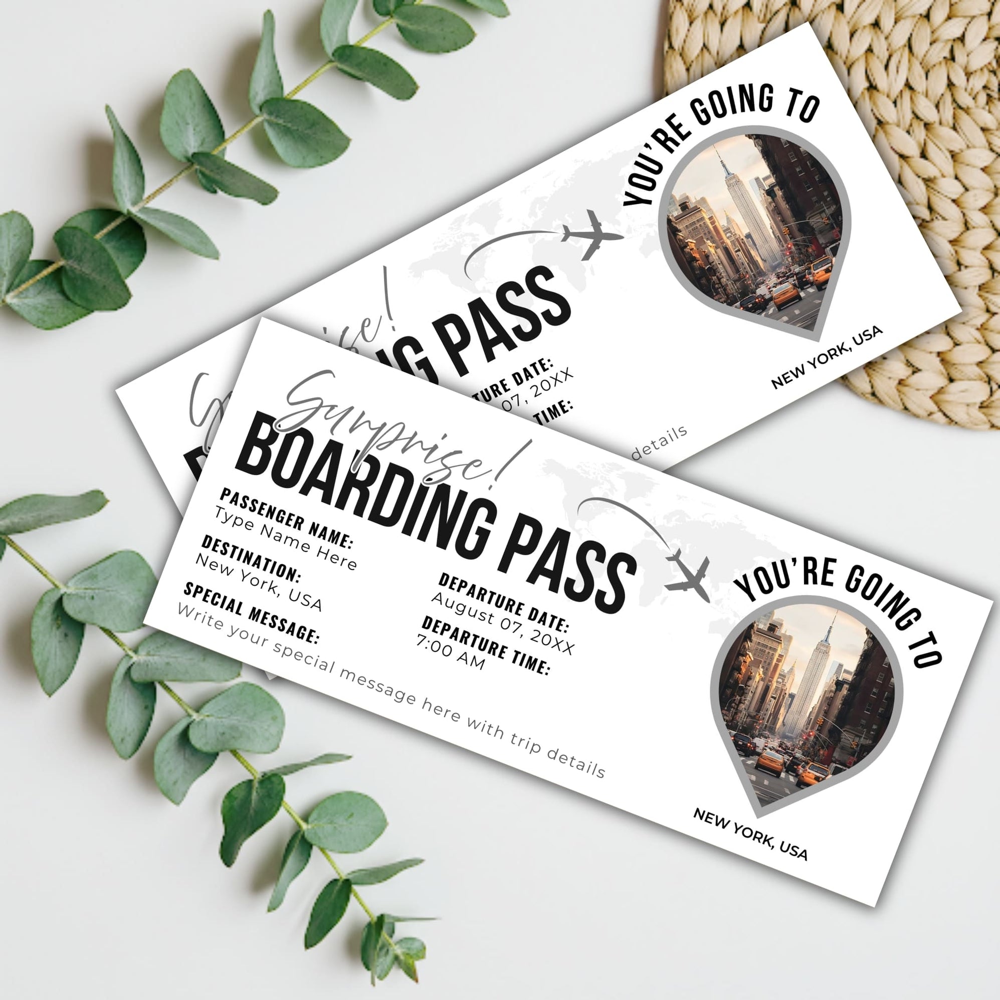 Customization Surprise Birthday Boarding Pass Ticket Template | Trip ...