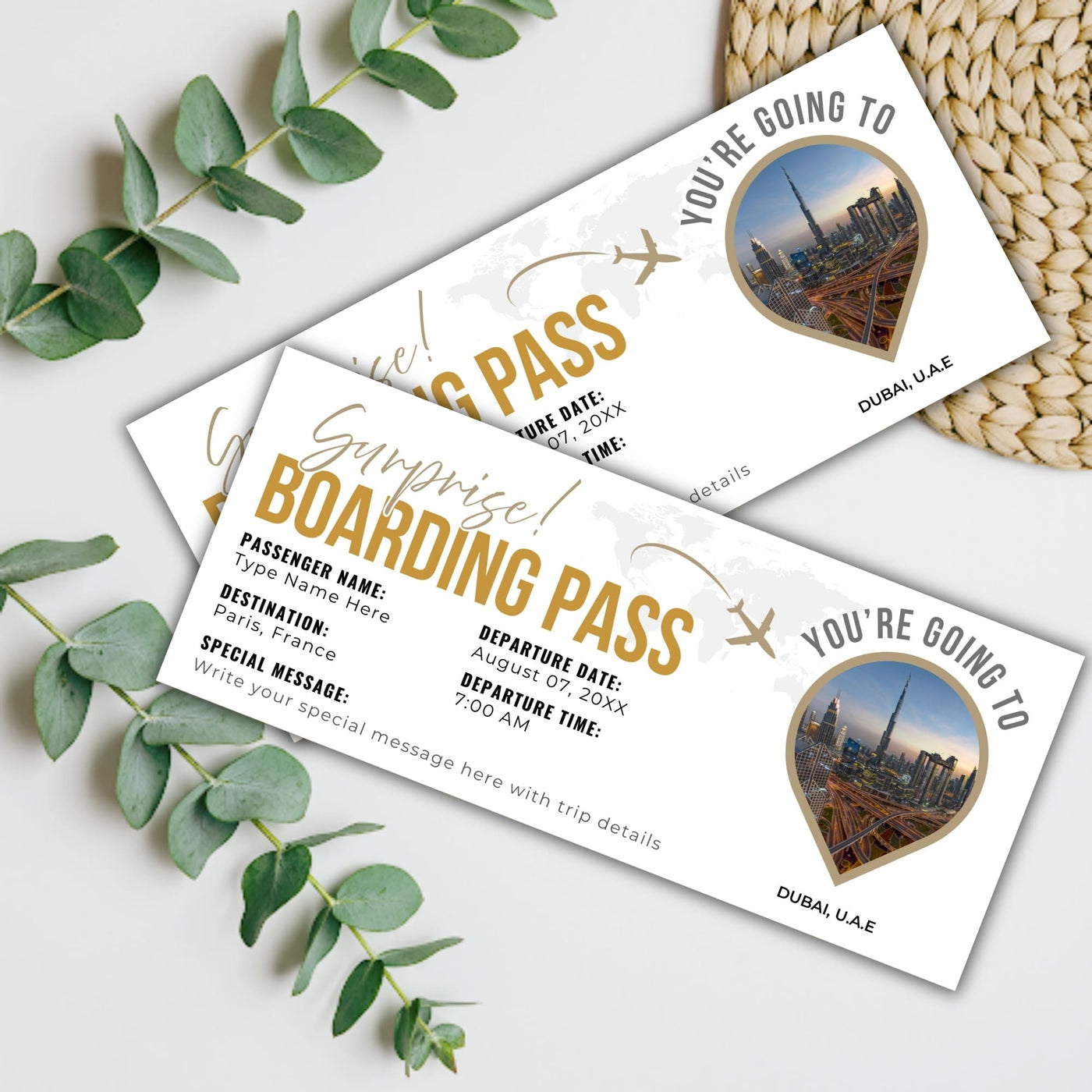 Customization Boarding Pass Ticket Gift Template | Surprise Birthday ...