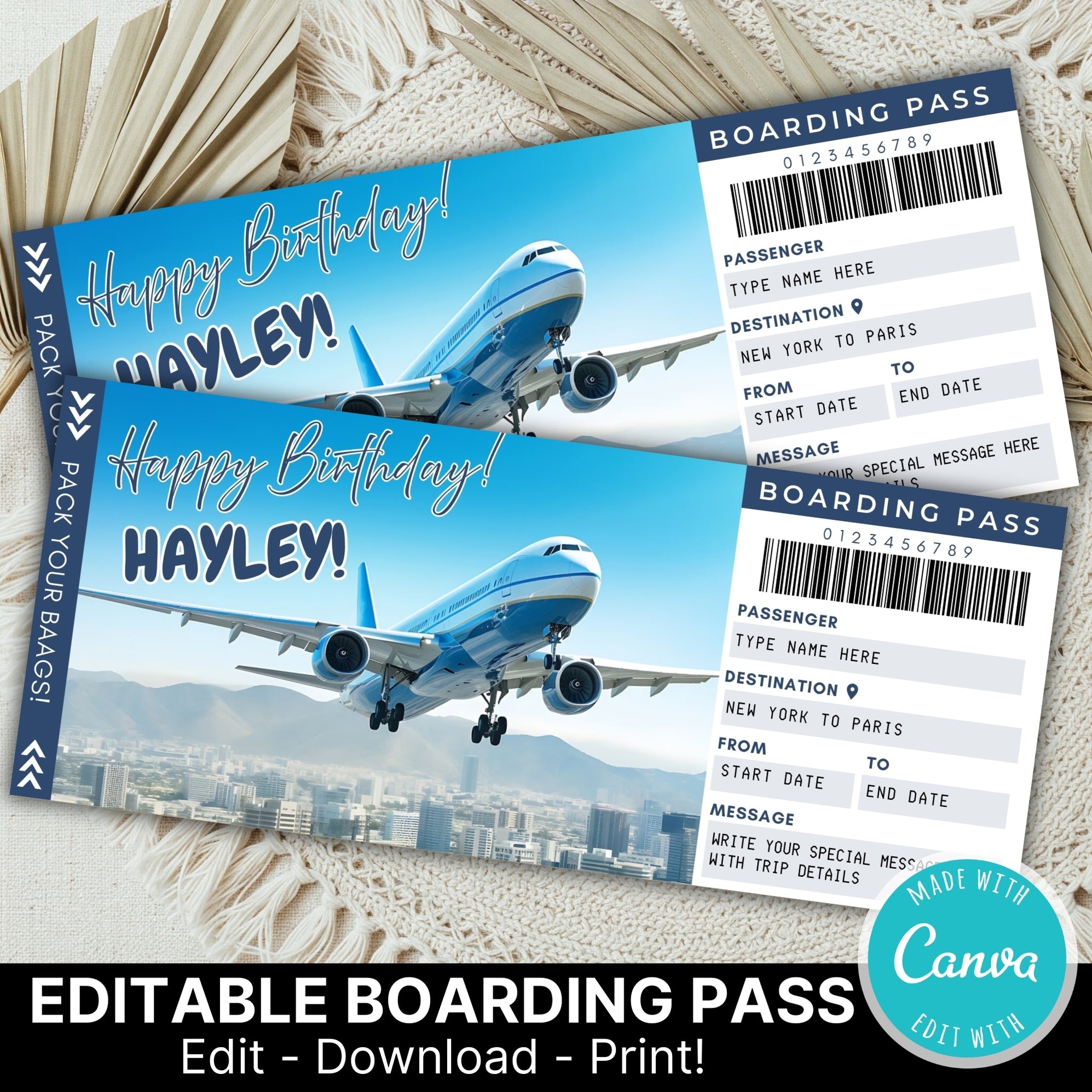 DIY Surprise Vacation Boarding Pass Style Gift Ticket | Travel Vacation ...