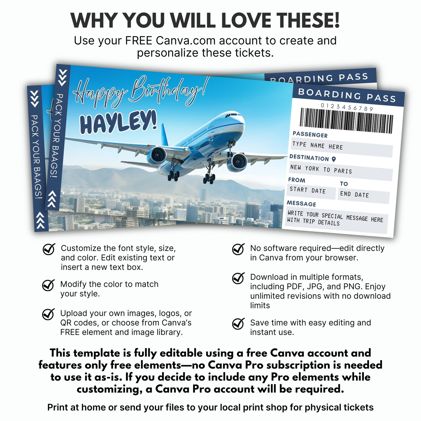 DIY Surprise Vacation Boarding Pass Style Gift Ticket | Travel Vacation ...