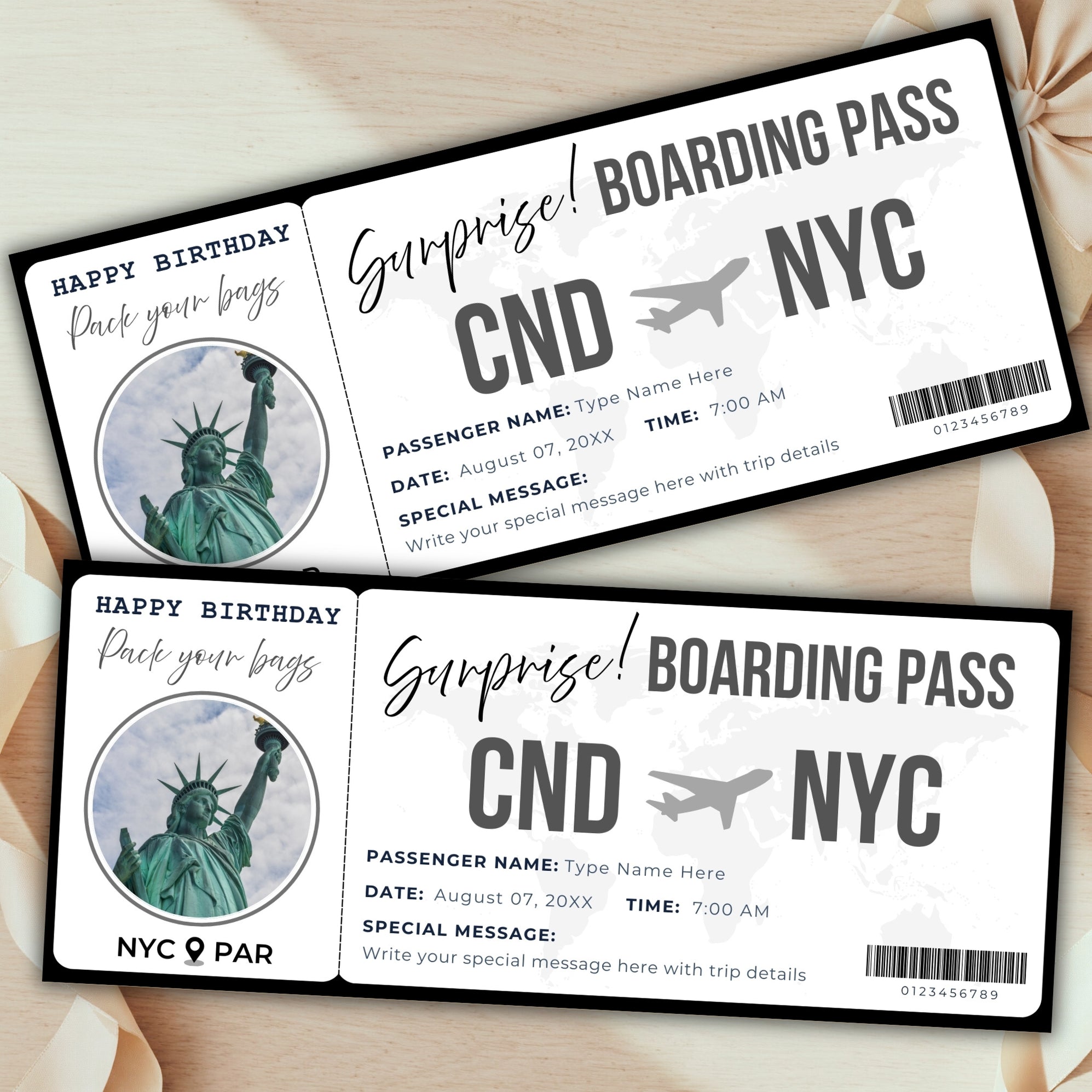DIY Surprise Gift Boarding Pass Style Ticket | Travel Reveal Vacation ...