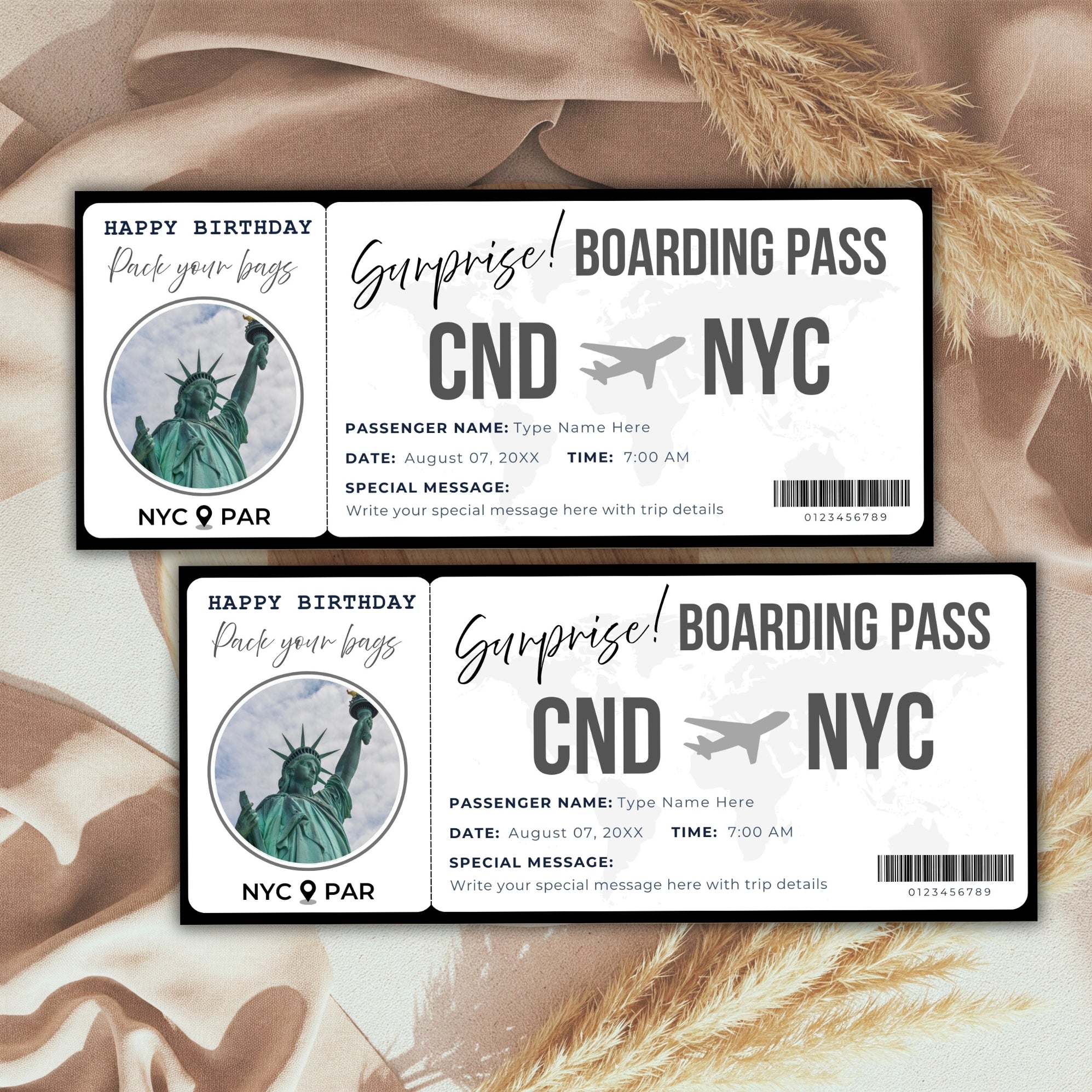 DIY Surprise Gift Boarding Pass Style Ticket | Travel Reveal Vacation ...