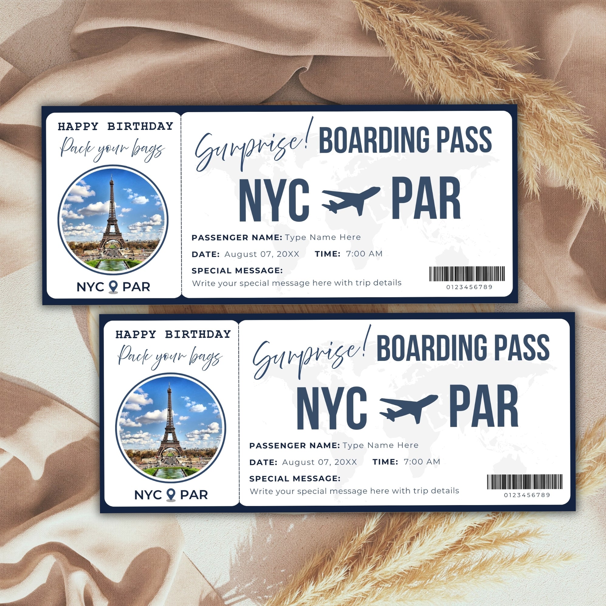 DIY Surprise Travel Gift Boarding Pass Style Ticket | Reveal Vacation ...