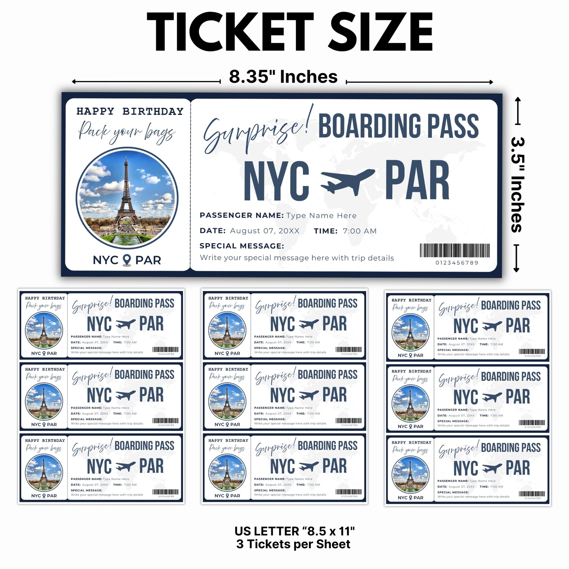 DIY Surprise Travel Gift Boarding Pass Style Ticket | Reveal Vacation ...