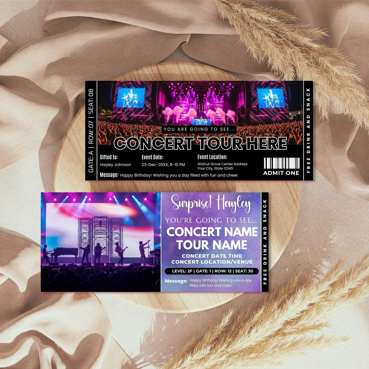 Create Custom Concert Tickets DIY Live Concert Ticket Template | Surprise Music Concert Ticket Gift ...