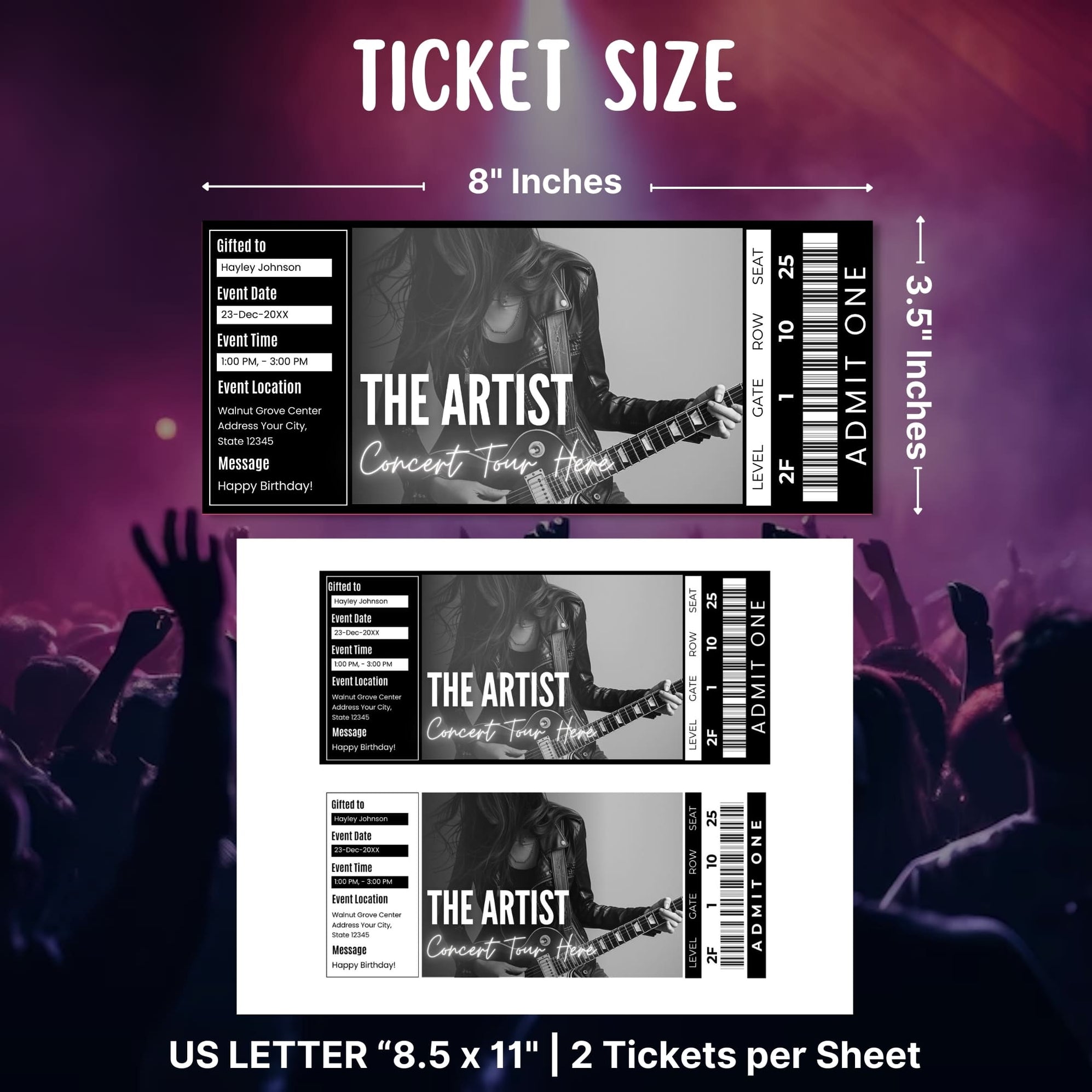 DIY Concert Ticket Template | Surprise Gift Event Ticket Canva - Posh Park