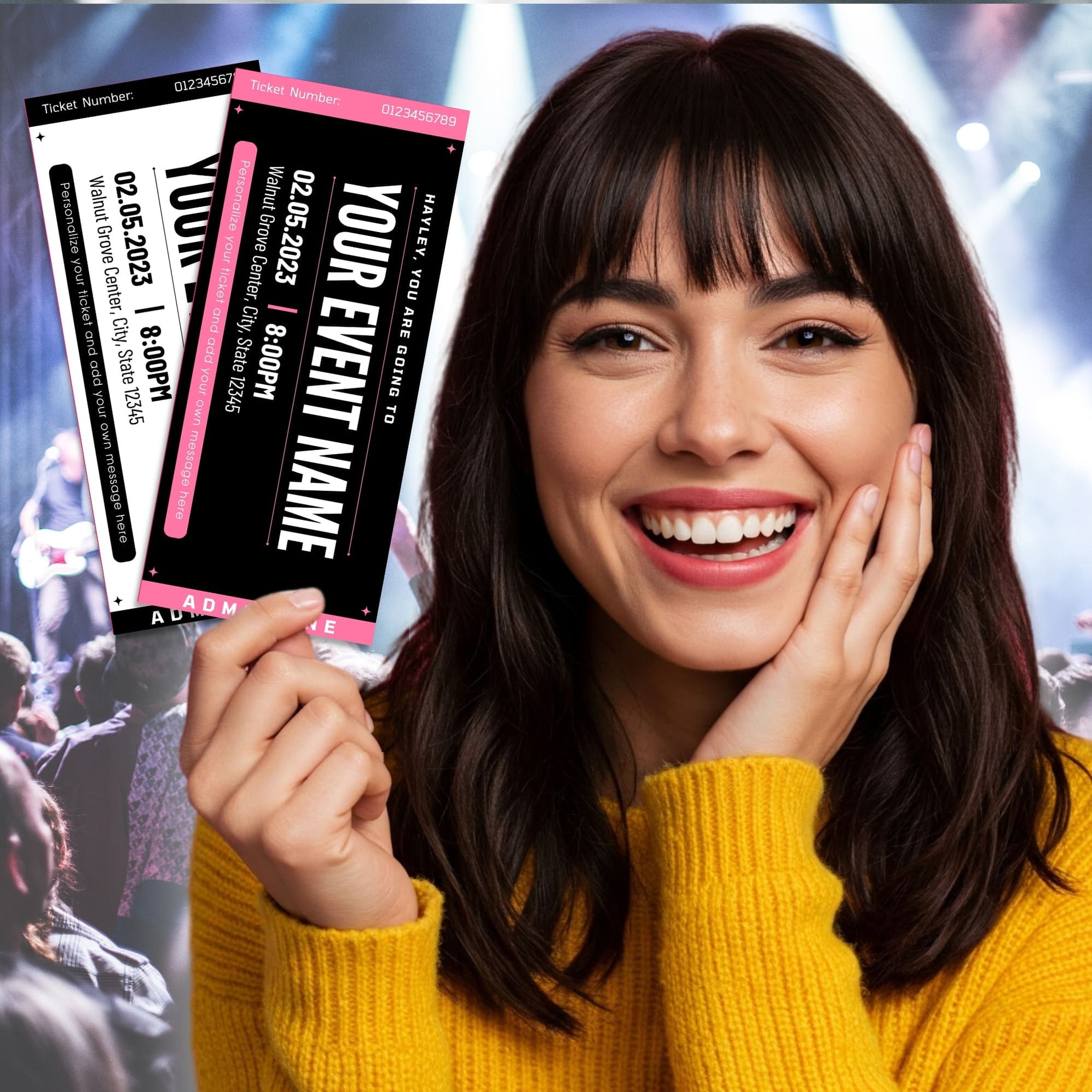Customizable Surprise Event Ticket Template Musical, Theatre Show