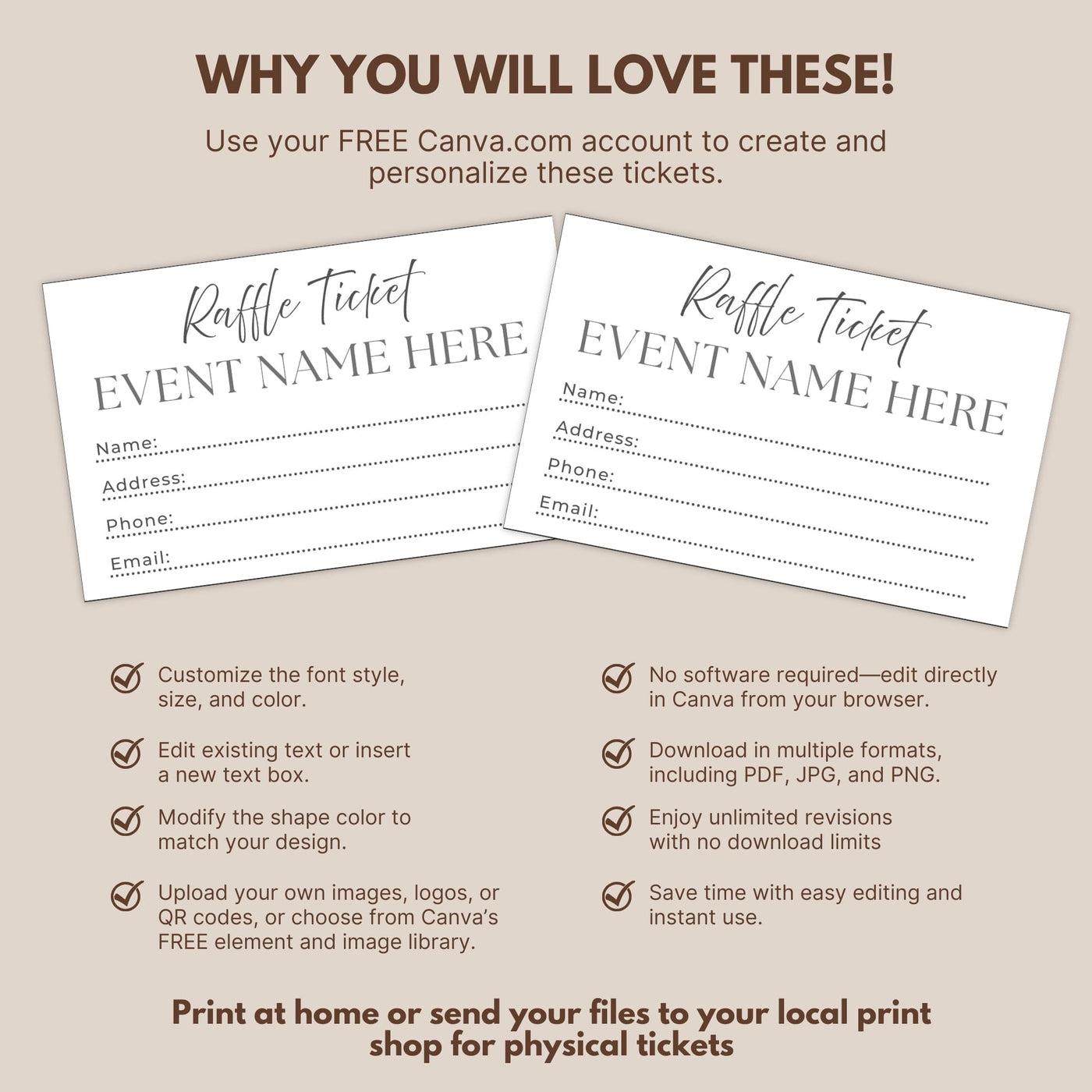Customer Raffle Form Customizable Event Raffle Ticket Template | Enter to Win Raffle Entry ...