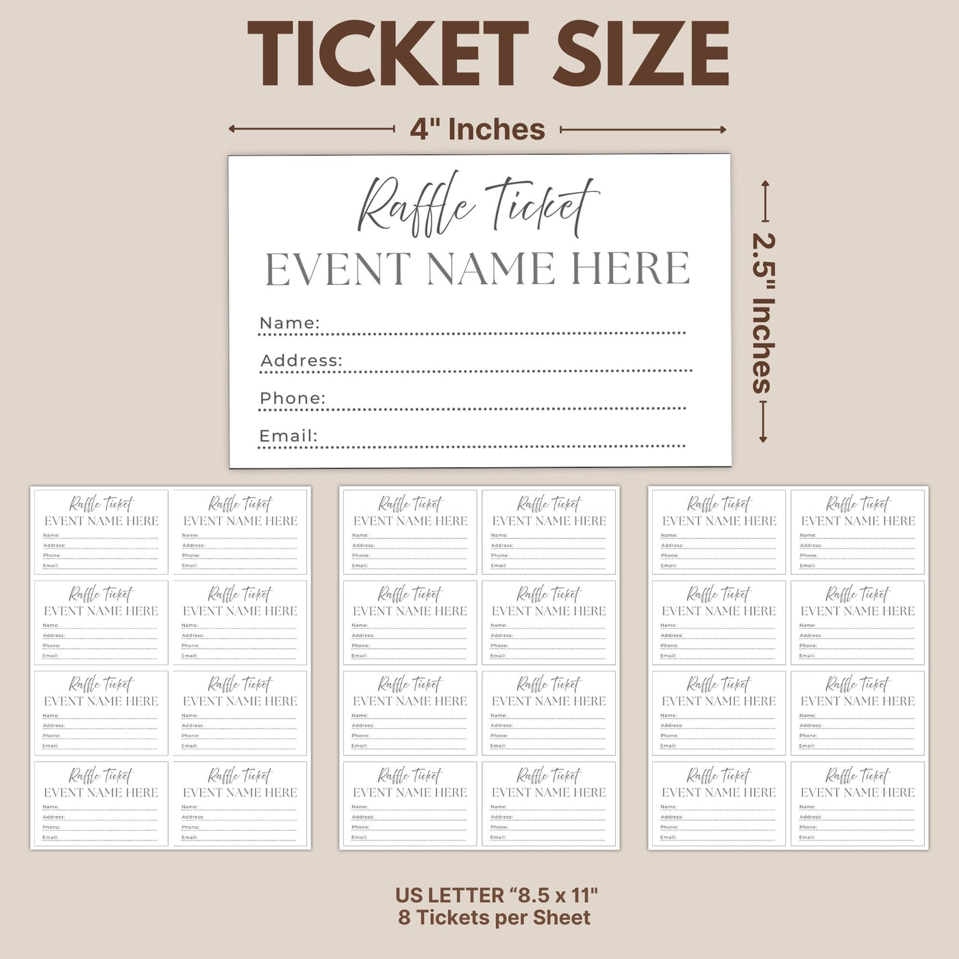 Customizable Event Raffle Ticket Template | Enter to Win Raffle Entry ...