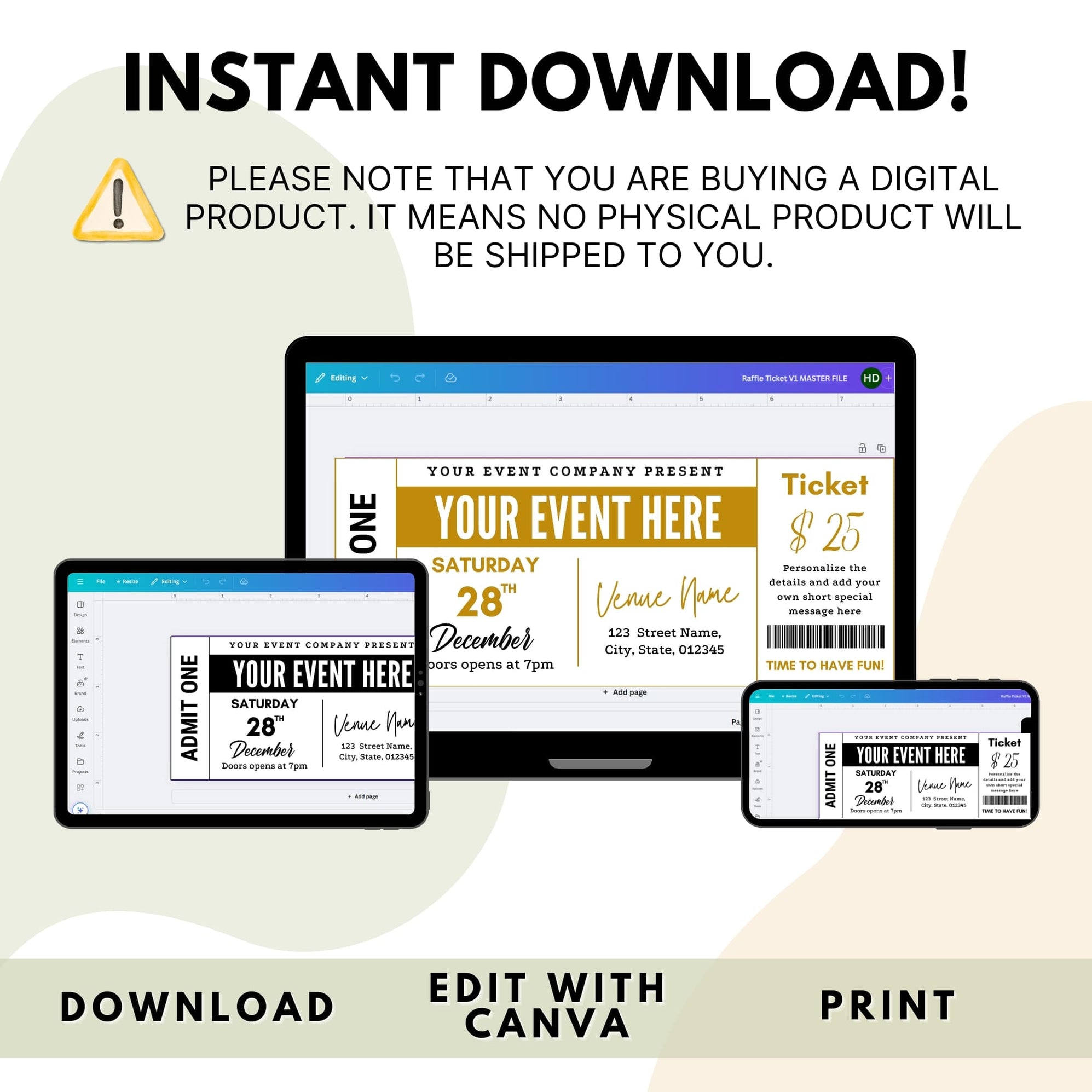 Customizable Event Ticket Surprise Gift Ticket Template Posh Park