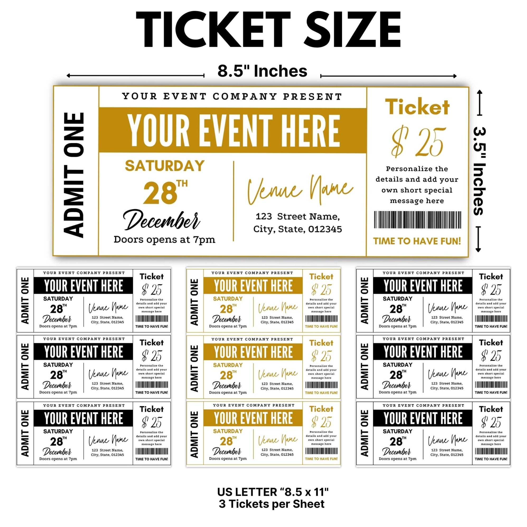 Customizable Event Ticket Surprise Gift Ticket Template Posh Park