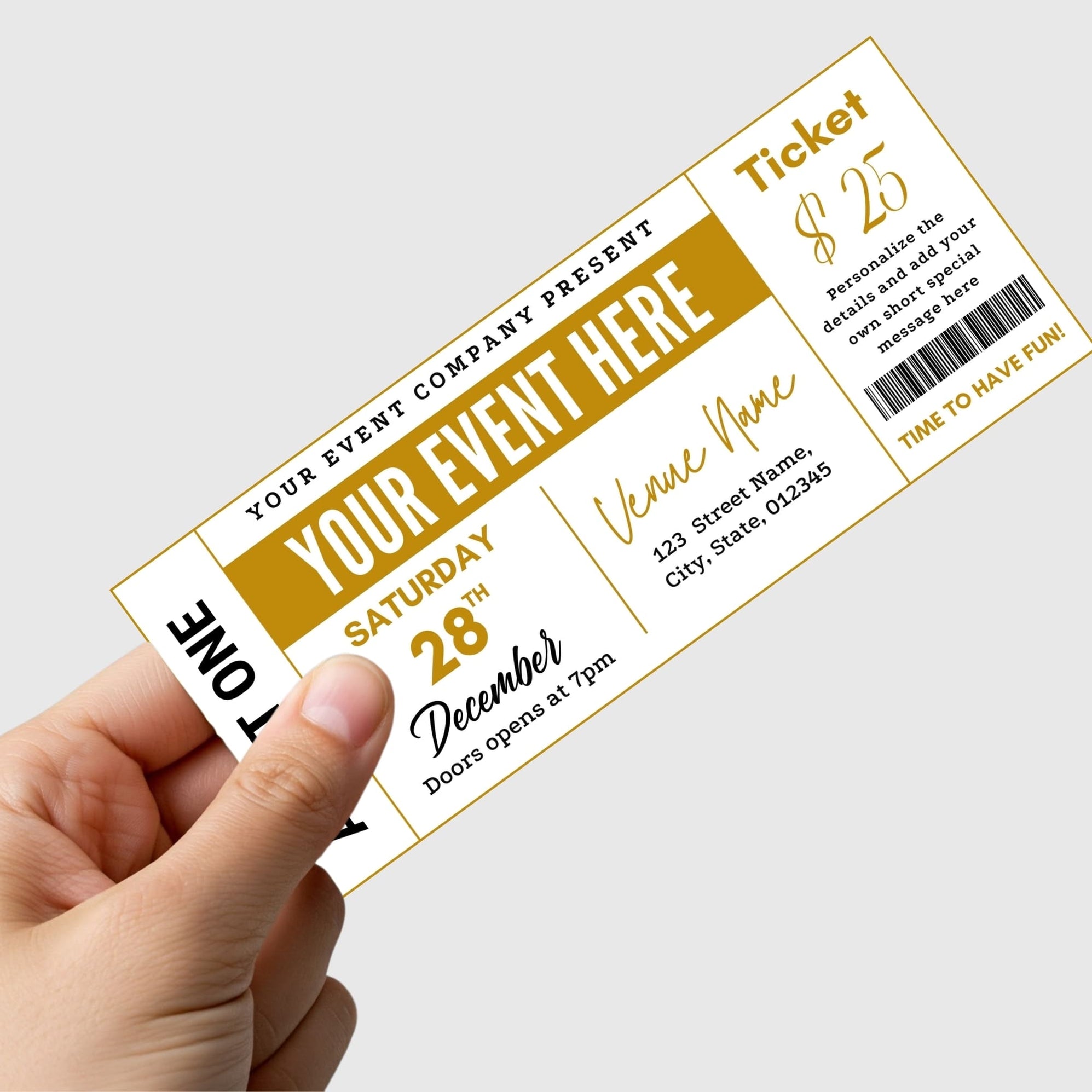 Customizable Event Ticket Surprise Gift Ticket Template Posh Park