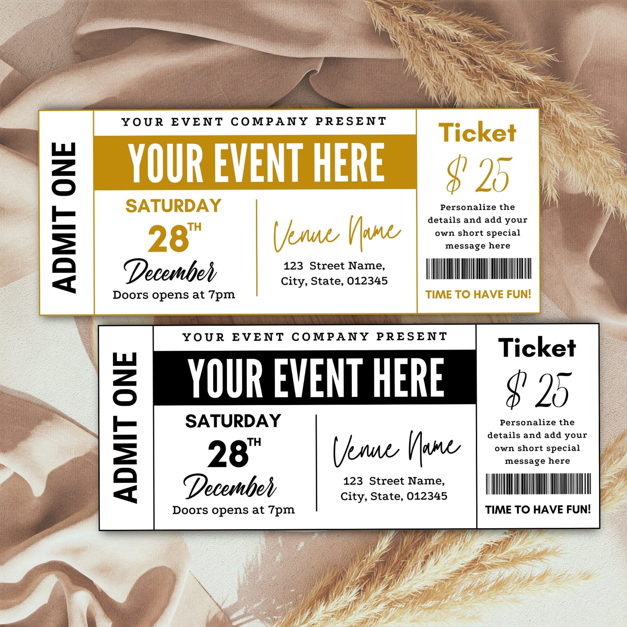 Customizable Event Ticket Surprise Gift Ticket Template Posh Park