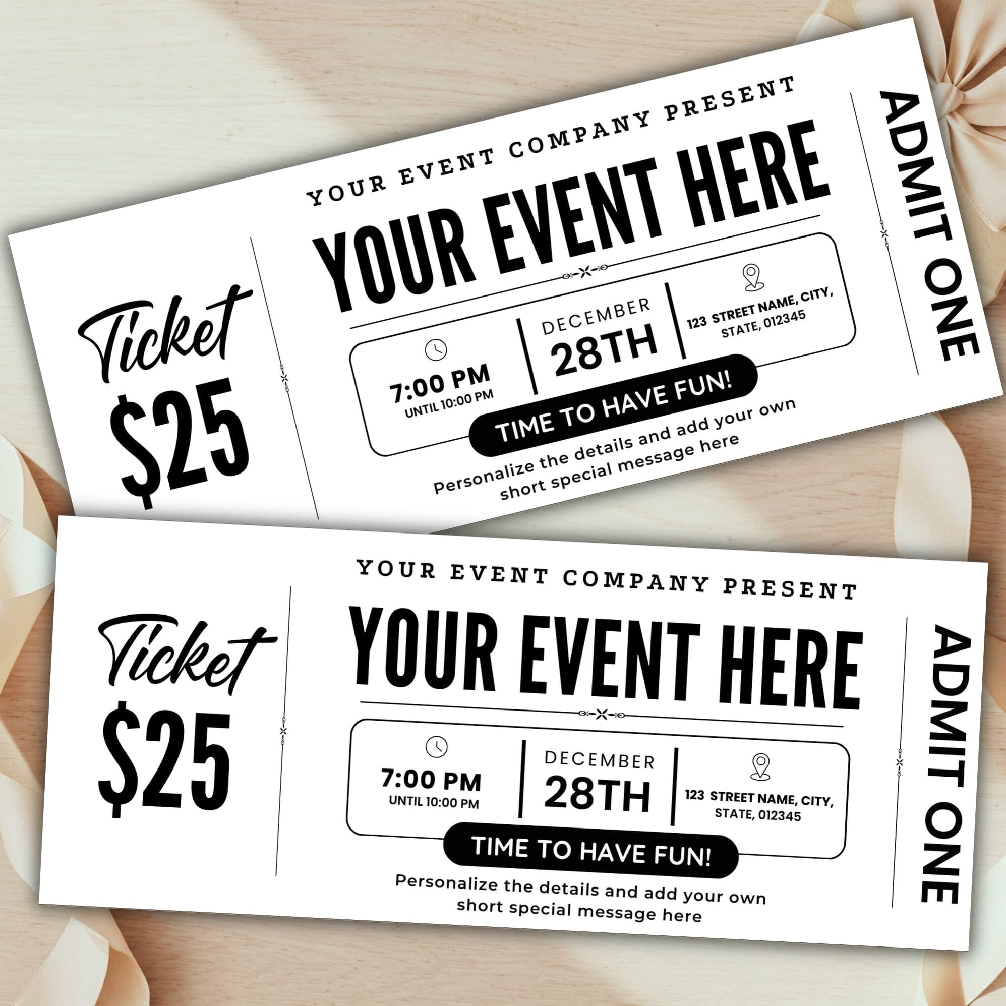 Small Sample Tickets Customizable Minimalist Surprise Event Ticket | Gift Ticket Template ...