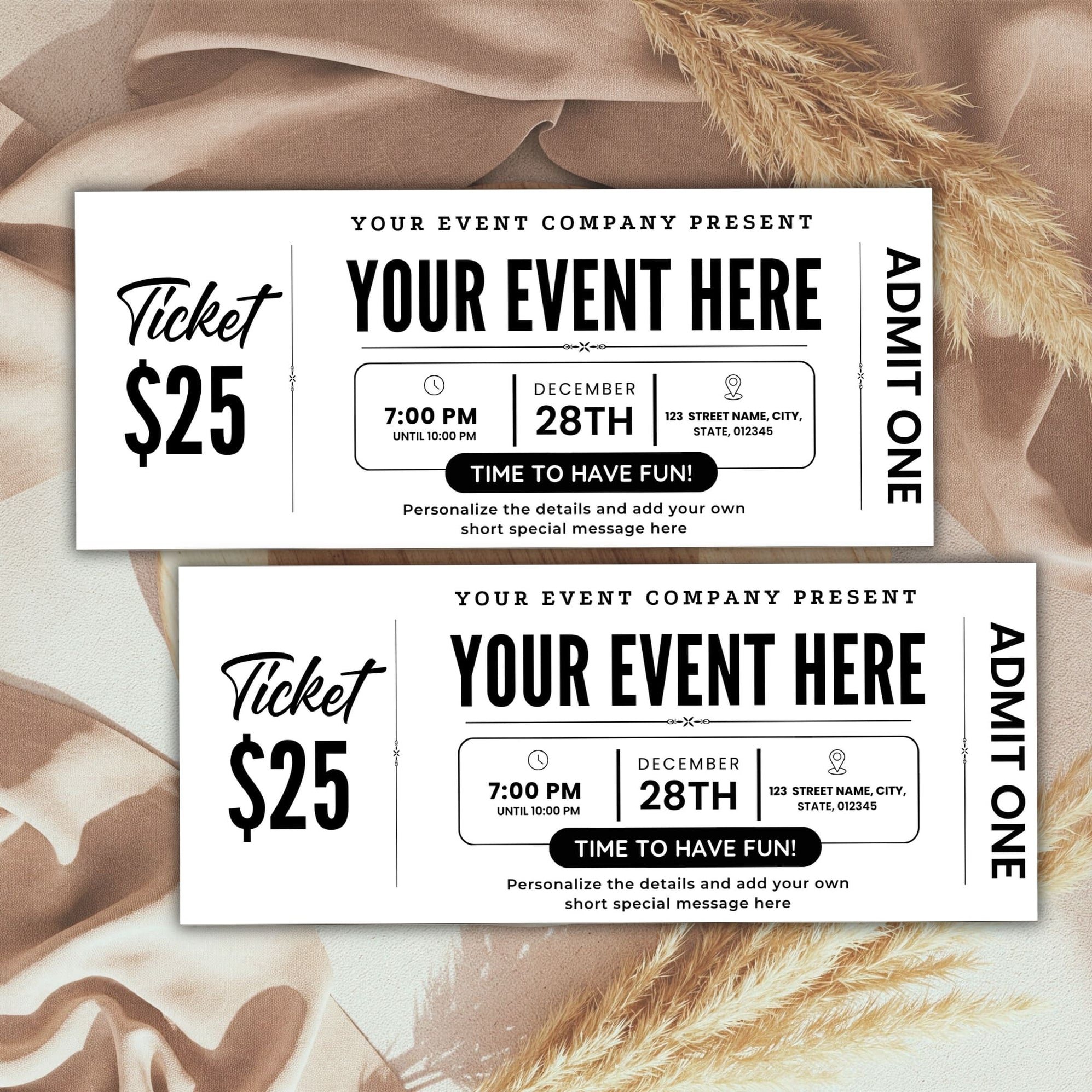 Customizable Minimalist Surprise Event Ticket | Gift Ticket Template ...