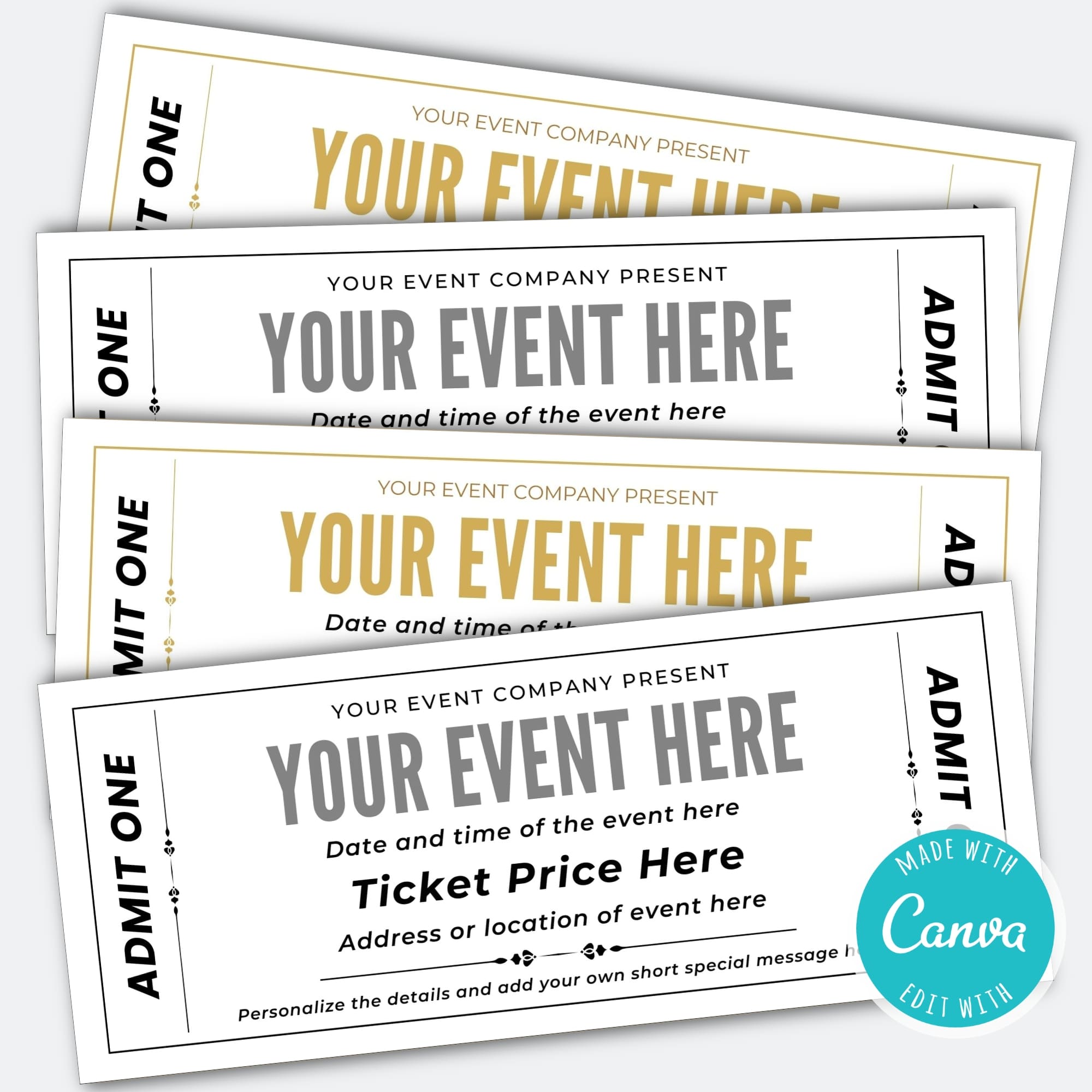 DIY Event Ticket Voucher Template | Birthday Surprise Gift Ticket - Posh Park for Concert Ticket Template Free Printable