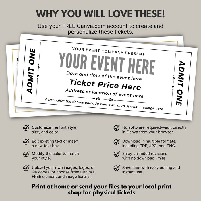 DIY Event Ticket Voucher Template | Birthday Surprise Gift Ticket ...