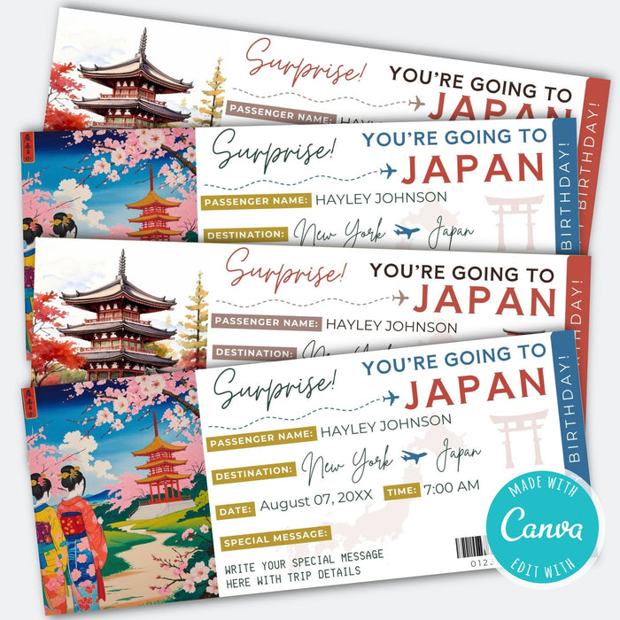 Custom boarding pass for Japan trip