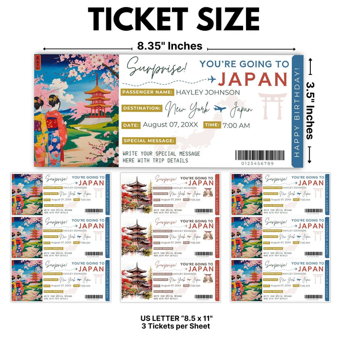 Japan travel boarding pass template