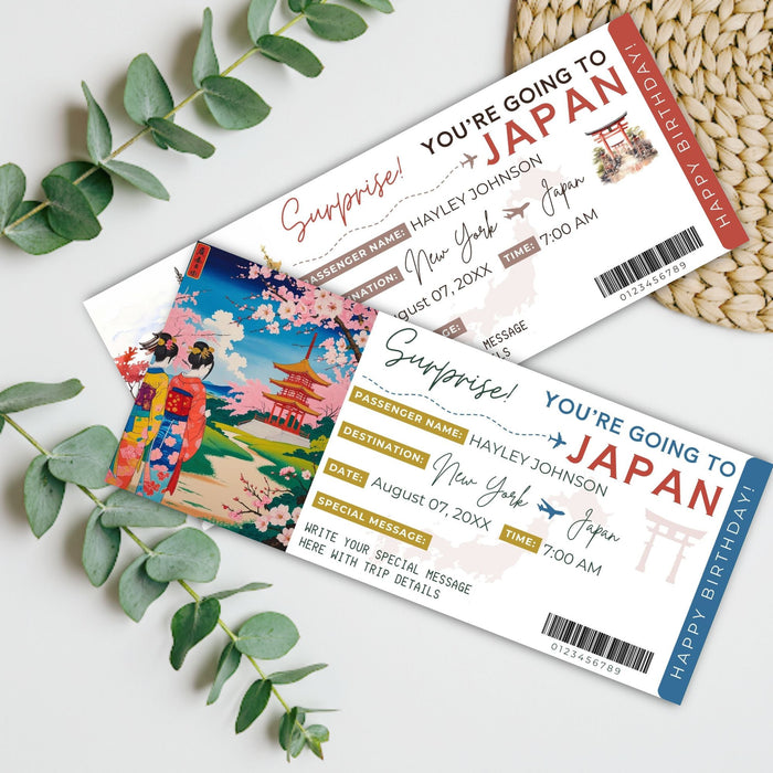 Creative Japan trip boarding pass gift