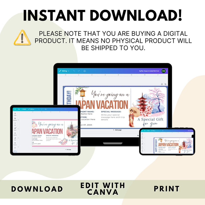 Printable Japan boarding pass for trip reveal