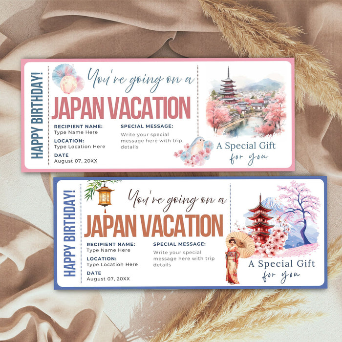 Personalized Japan vacation travel boarding pass