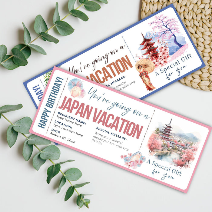 Creative Japan boarding pass printable travel gift