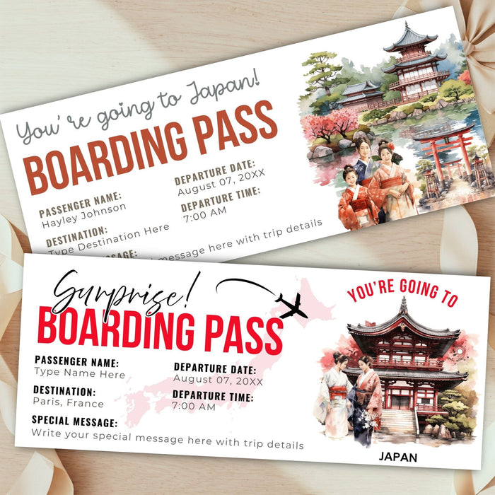 Printable Japan boarding pass presentation