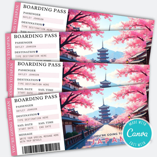 Printable Japan travel announcement gift