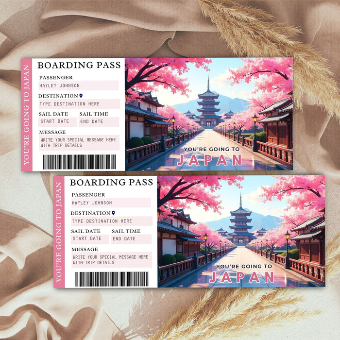Editable boarding pass design for Japan gift