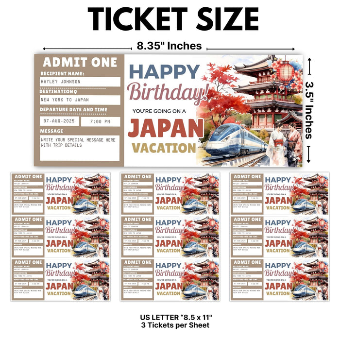 Editable boarding pass for Japan travel reveal