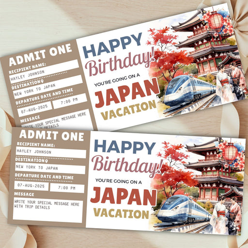 Printable Japan trip reveal travel gift