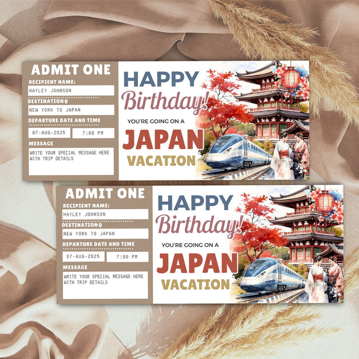 Personalized Japan boarding pass printable gift