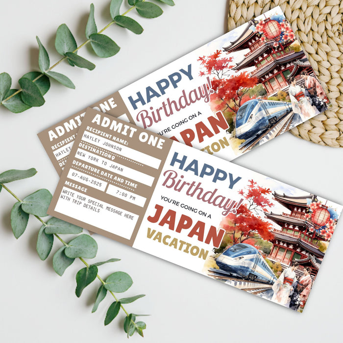 Japan travel announcement printable boarding pass